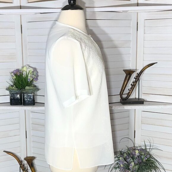 Vintage Beaded Cream Floral Top and Cardigan Set Large - Picture 3 of 11